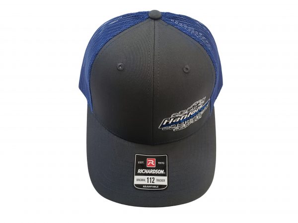 HMS hat, snapback, blue, grey, white, hanlon motorsports