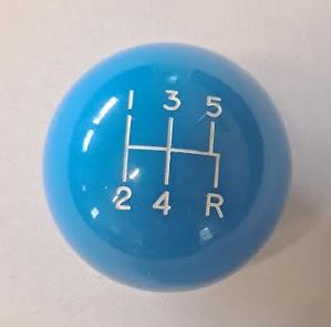 HMS, Hanlon Motorsports, grabber blue, shift knob, 5 speed, five speed, white inlay